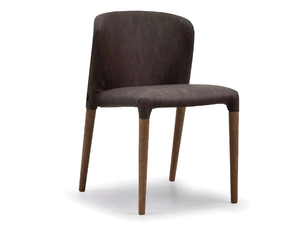 KAROL WOOD - Stackable upholstered leather chair _ Alf DaFrè